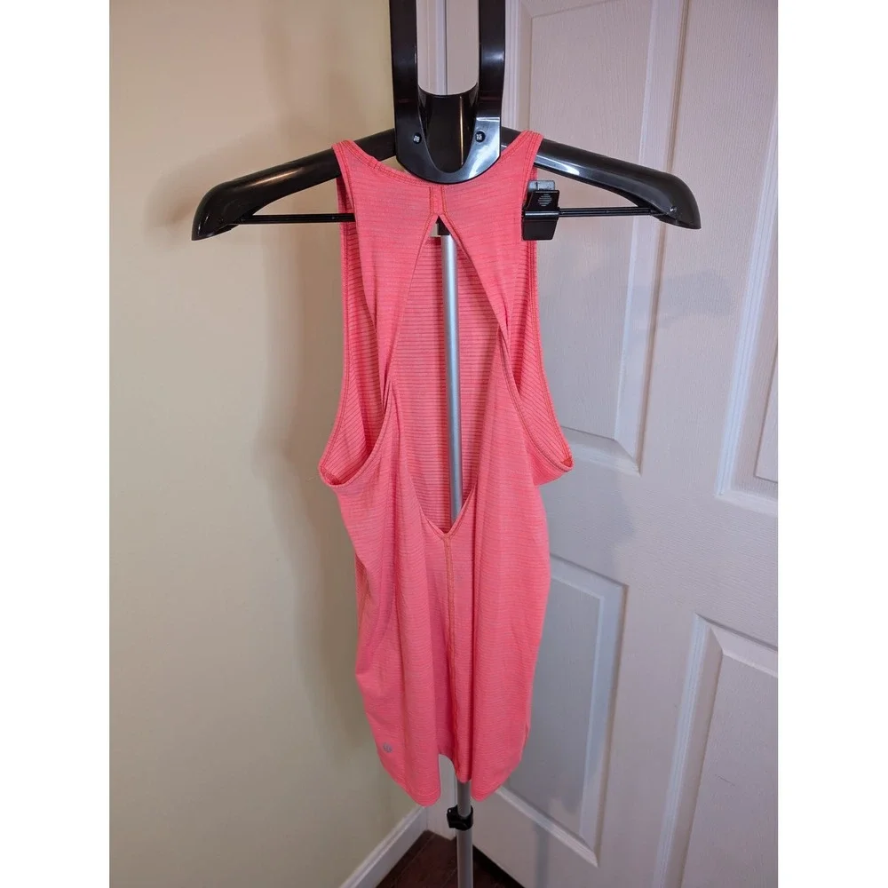 Lululemon Trapeze Twist‎ Tank Top Open Back Striped High Neck - Size 10